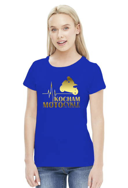 Kocham motocykle gold - damska koszulka motocyklowa