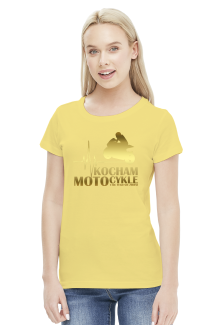 Kocham motocykle gold - damska koszulka motocyklowa