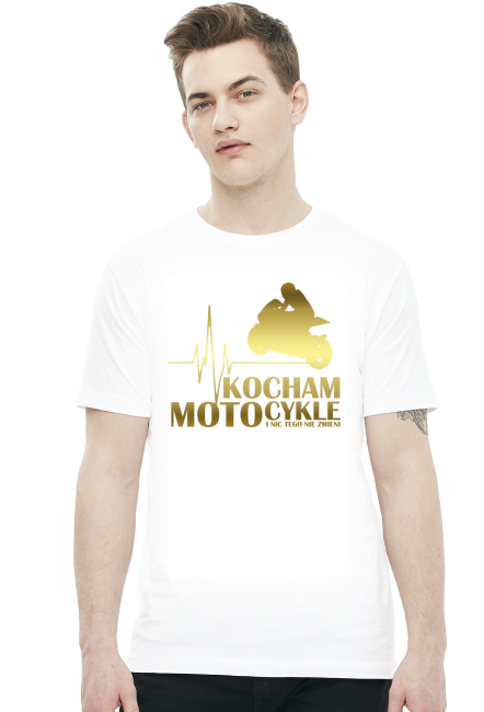 Kocham motocykle gold - męska koszulka motocyklowa