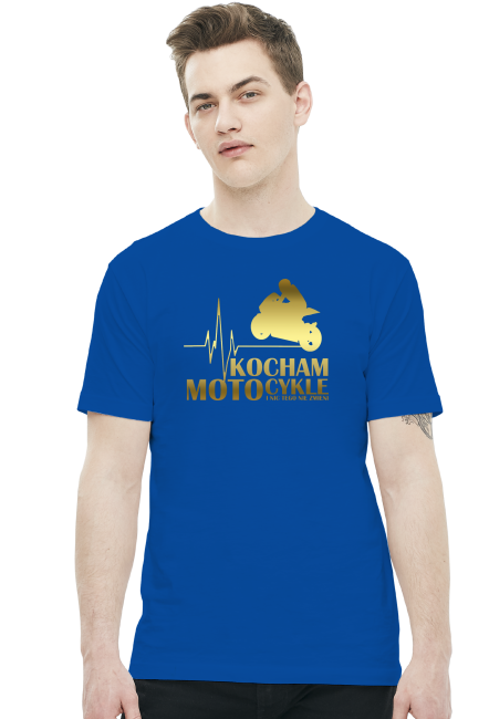 Kocham motocykle gold - męska koszulka motocyklowa