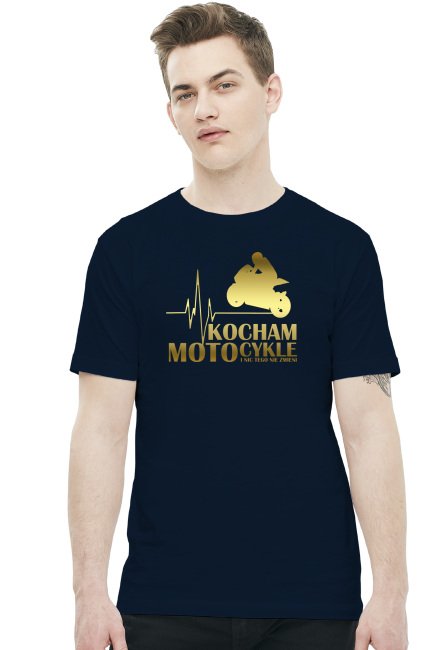 Kocham motocykle gold - męska koszulka motocyklowa