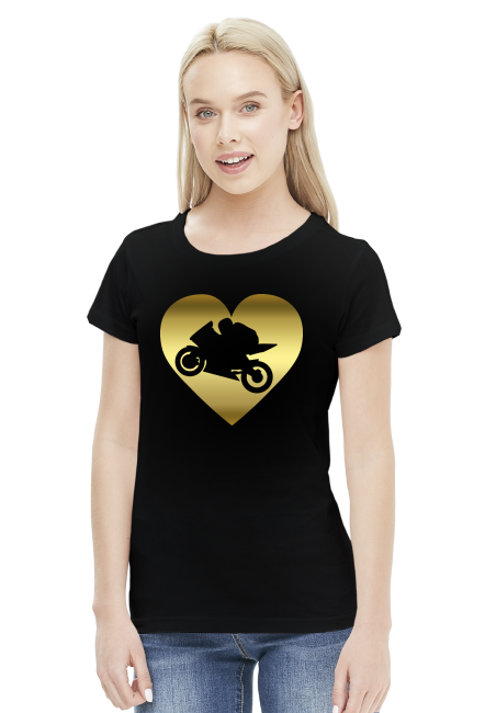 Motoserce gold - damska koszulka motocyklowa