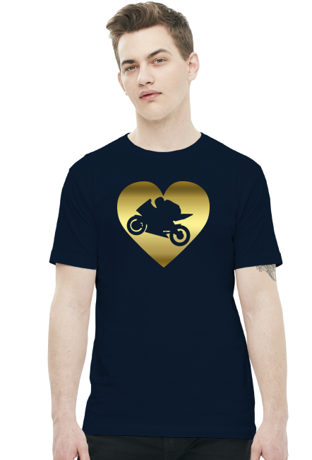 Motoserce gold - męska koszulka motocyklowa