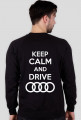 Bluza bez kaptura "KEEP CALM AND DRIVE AUDI" CZARNA nadruk tyl