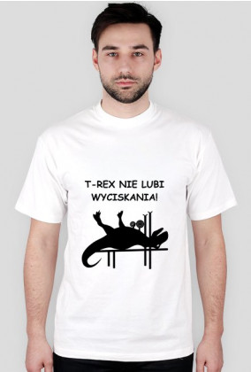 Koszulka T-Rex nie lubi wyciskania Męska Biała