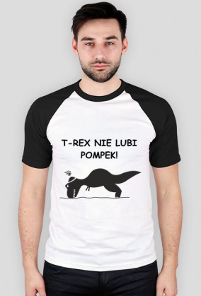 Koszulka T-Rex nie lubi pompek Męska czarne rękawy