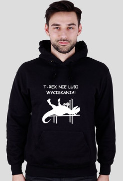 Bluza T-Rex nie lubi wyciskania Męska Czarna z kapturem