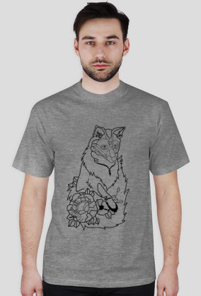 Wolf with rose