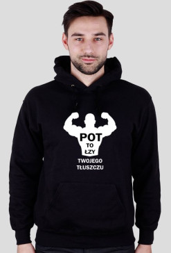 Bluza Pot to łzy Twojego tłuszczu Czarna męska z kapturem