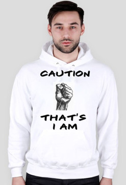 Męska bluza z kapturem "caution that's i am"-EasyMate