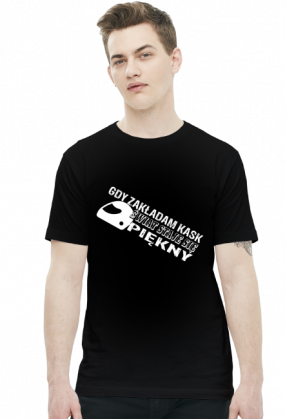 Gdy zakładam kask świat staje się piękny - męska koszulka motocyklowa