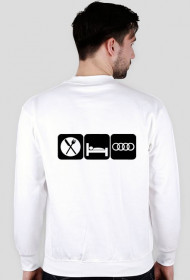 Bluza bez kaptura "EAT SLEEP AUDI" biala - tył