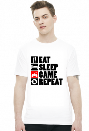 EAT, SLEEP, GAME, REPEAT - koszulka męska (różne kolory)