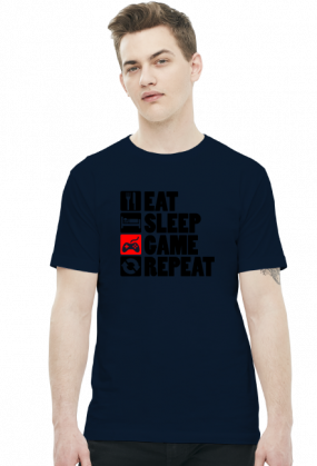 EAT, SLEEP, GAME, REPEAT - koszulka męska (różne kolory)