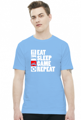 EAT, SLEEP, GAME, REPEAT - koszulka męska (różne kolory)