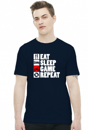 EAT, SLEEP, GAME, REPEAT - koszulka męska (różne kolory)