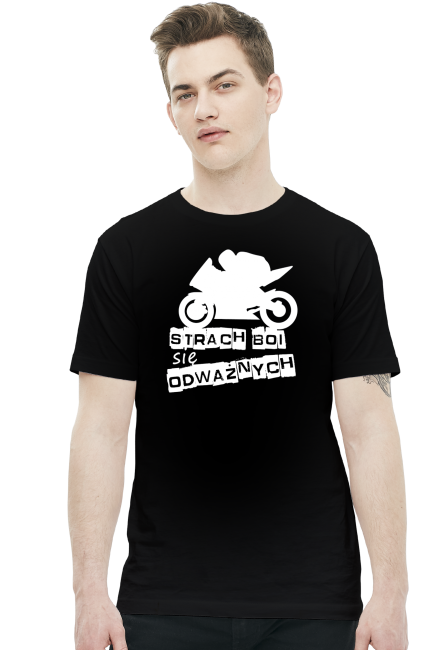 Strach boi się odważnych - męska koszulka motocyklowa