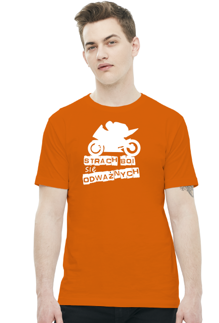 Strach boi się odważnych - męska koszulka motocyklowa