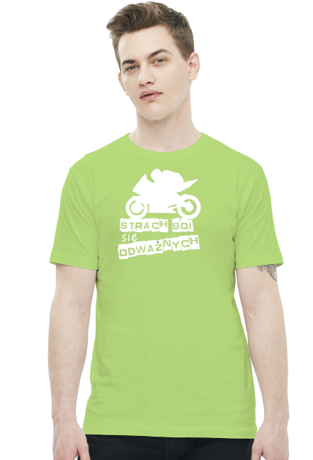 Strach boi się odważnych - męska koszulka motocyklowa