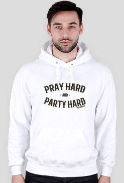 Bluza z kapturem "PrayHard" Biała
