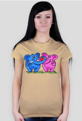 Bluzka koszulka damska z nadrukiem Zakochane słonie