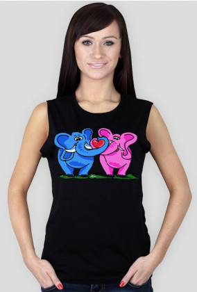 Koszulka damska bez rękawów Zakochane słonie