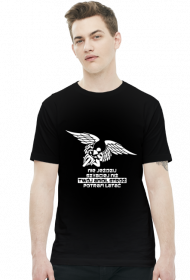 NIE JEŹDZIJ SZYBCIEJ NIŻ TWÓJ ANIOŁ STRÓŻ POTRAFI LATAĆ - męska koszulka motocyklowa