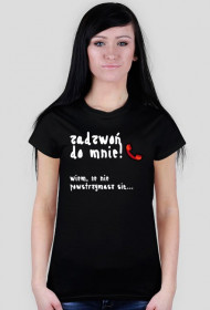 Czarna koszulka "Zadzwoń do mnie" BIAŁY NAPIS