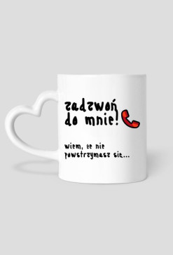 Kubek serce "Zadzwoń do mnie" CZARNY NAPIS