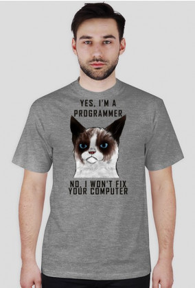 Grumpy Cat Jestem Programistą Black Font