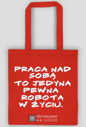 Torba z białym napisem - praca nad sobą