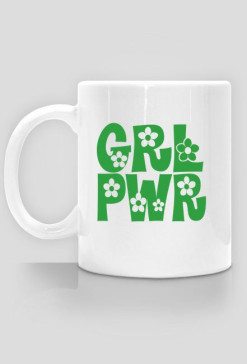 Kubek z zielonym napisem GRL PWR