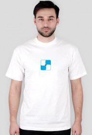 Koszulka męska, biała. Logo z przodu i napis z tyłu.