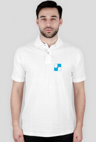 Koszulka Polo, białą. Logo z przodu i napis z tyłu.