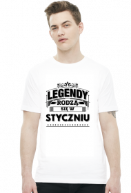 T-shirt legendy rodza sie w styczniu