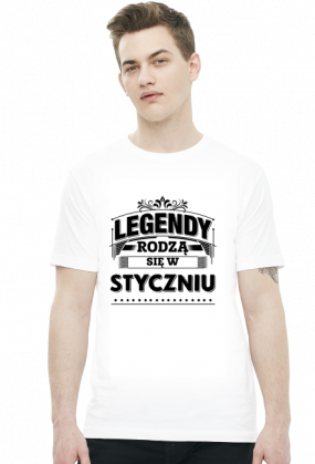 T-shirt legendy rodza sie w styczniu