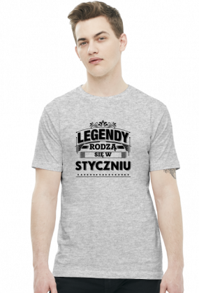 T-shirt legendy rodza sie w styczniu