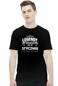 T-shirt legendy rodza sie w styczniu