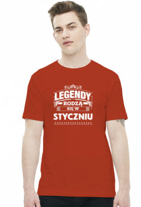 T-shirt legendy rodza sie w styczniu