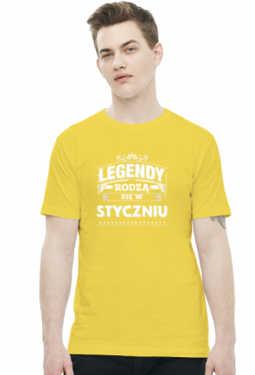 T-shirt legendy rodza sie w styczniu