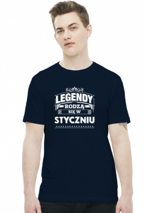 T-shirt legendy rodza sie w styczniu