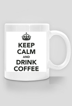 Keep Calm and Drink Coffe- biały kubek
