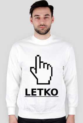 LETKO biała bluza, czarny napis, kursor