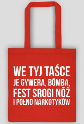 Niybezpieczno taśka ze biołym nodrukym