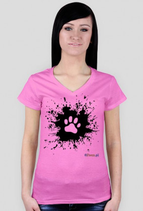 Łapka na błocie - koszulka damska V-neck