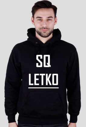 LETKO-SQ, czarna bluza z kapturem biały napis