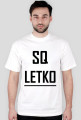 LETKO-SQ, biała bluzka czarny napis