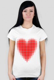 T-shirst serce-piksel (czerwone)