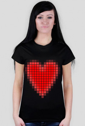 T-shirst serce-piksel (czerwone)