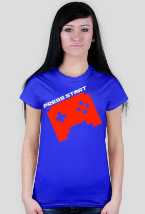 PRESS START PAD orange - blue t-shirt WOMEN
